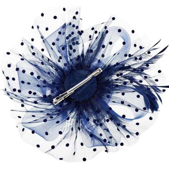 Fascinators Hat Flower Mesh Ribbons Feathers on a Headband and a Clip - Picture 4 of 7